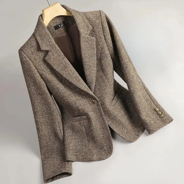 Freya - Tailored Wool Herringbone Blazer