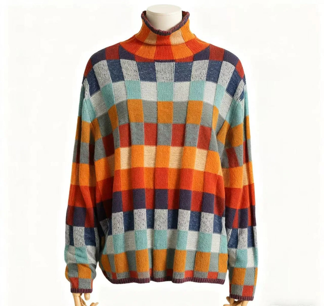 Catherine - Cashmere Patchwork Turtleneck