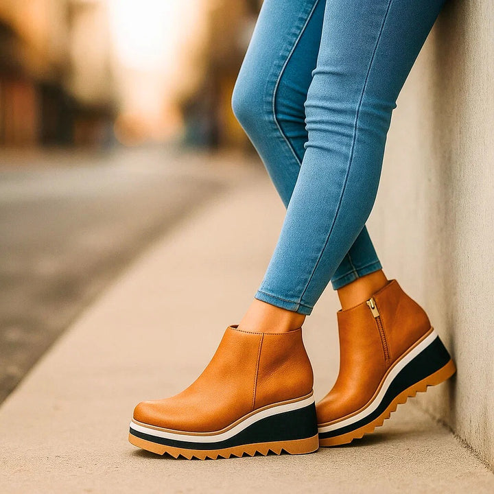 Selene - Leather Ridged Platform Shoes