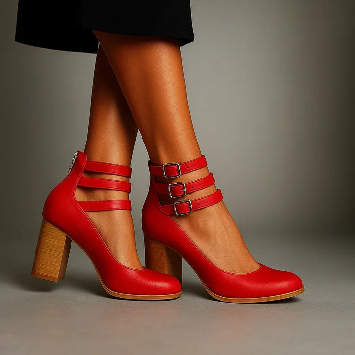 Elara - Buckle Strap Block Heels